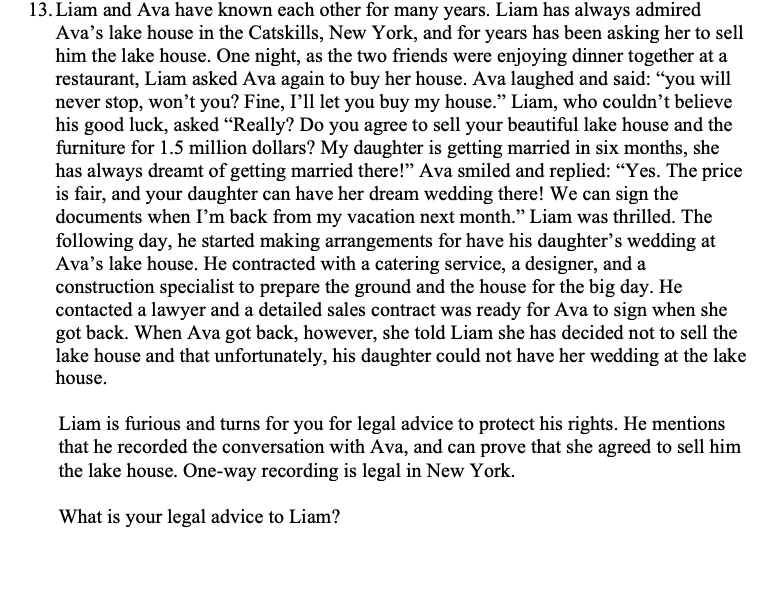 13. Liam and Ava have known each other for many