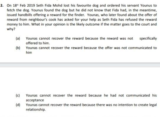 2. On 18 Feb 2019 Seth Fida Mohd lost his