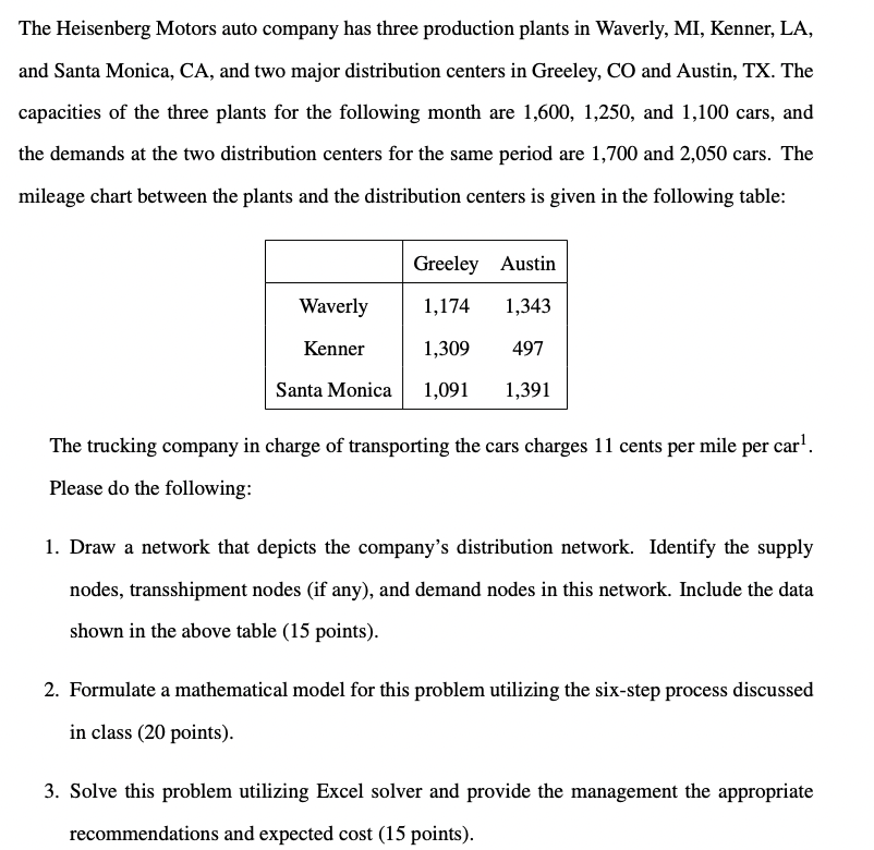 The Heisenberg Motors auto company has three