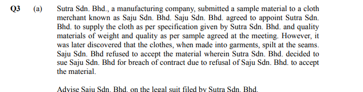 Sutra Sdn. Bhd., a manufacturing company,