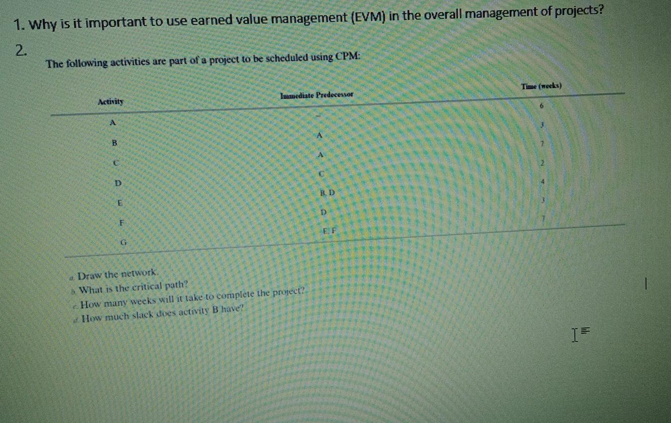1. Why is it important to use earned value