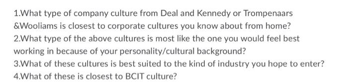 1.What type of company culture from Deal and