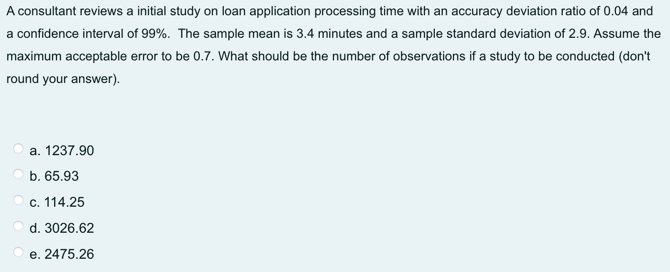 A consultant reviews a initial study on loan