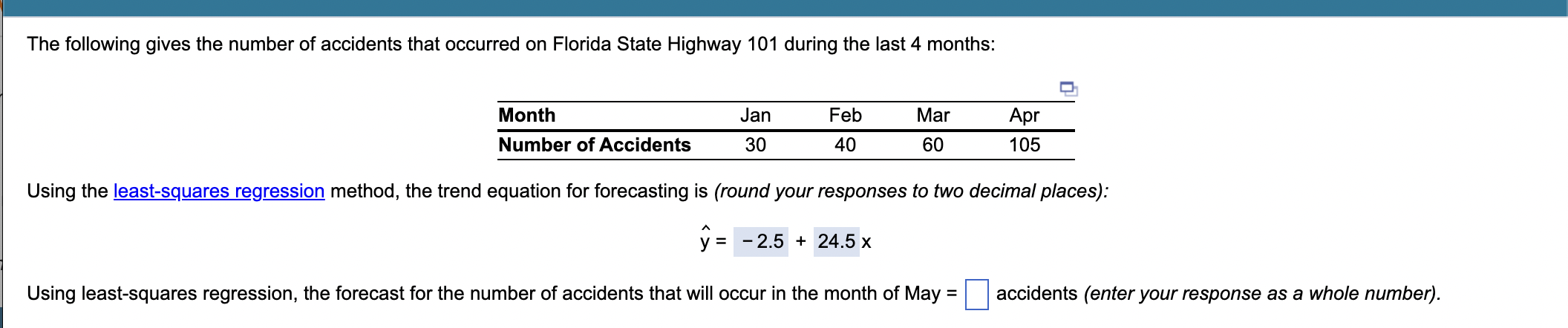 The following gives the number of accidents that