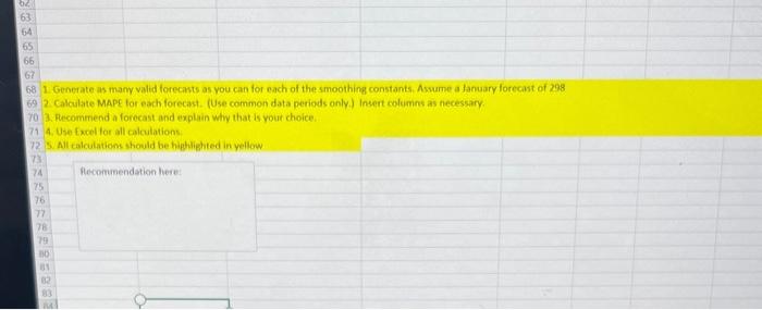 69 - f 2. Calculate MAPE for each forecast. (Use