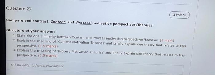 Question 27 4 Points Compare and contrast