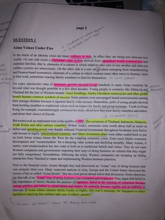 Please write 2 paragraphs for each part ! Shift