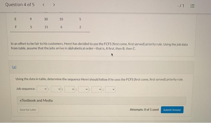 Question 4 of 5 -/1 Henri's Custom Gowns has six