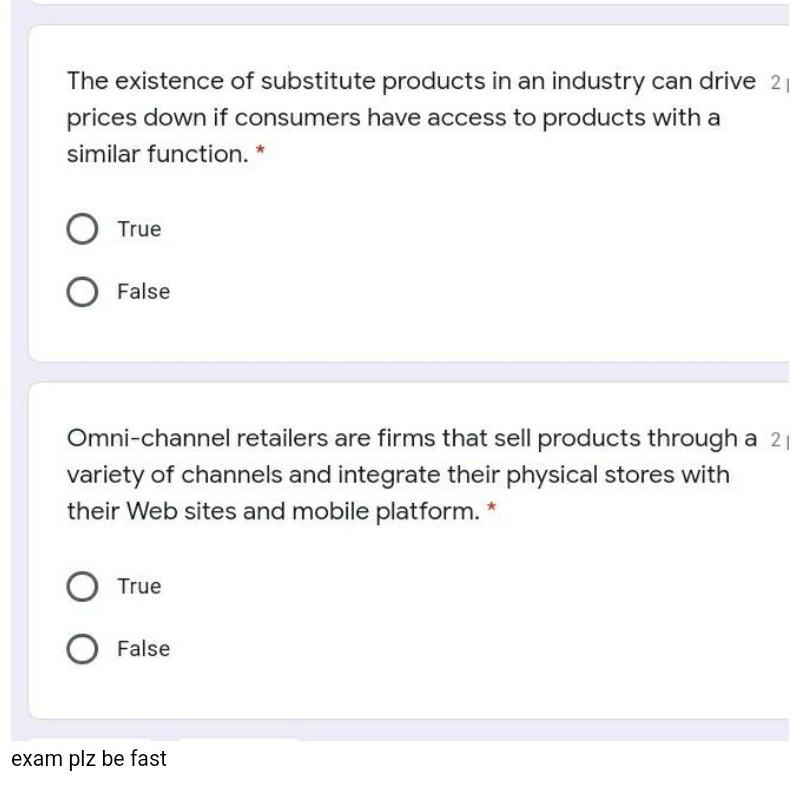 The existence of substitute products in an