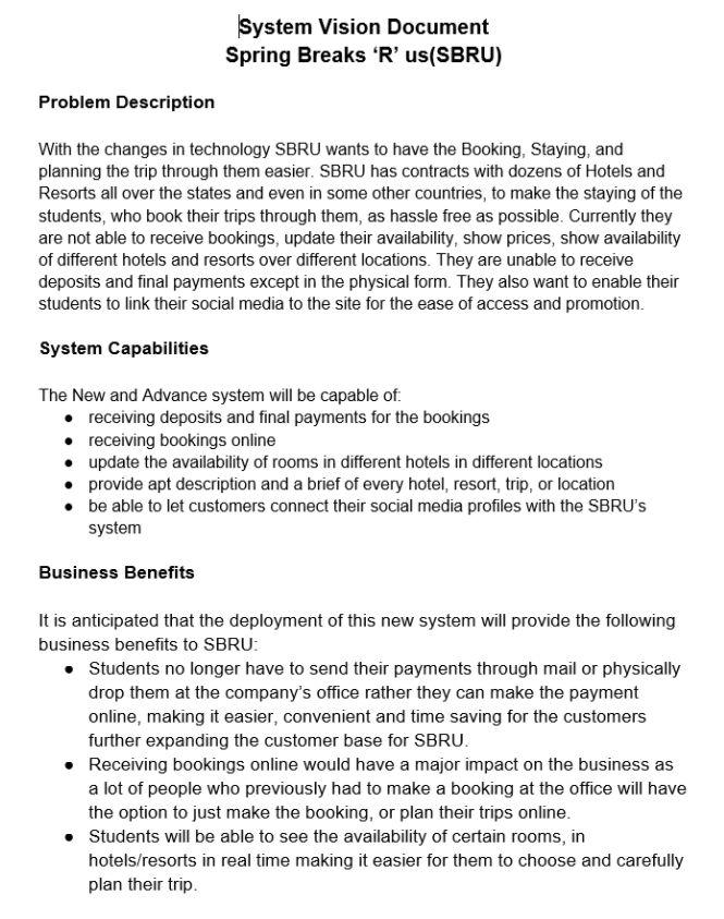 I have provided the vision document and the use