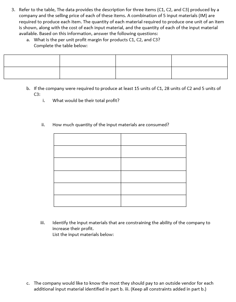 3. Refer to the table, The data provides the