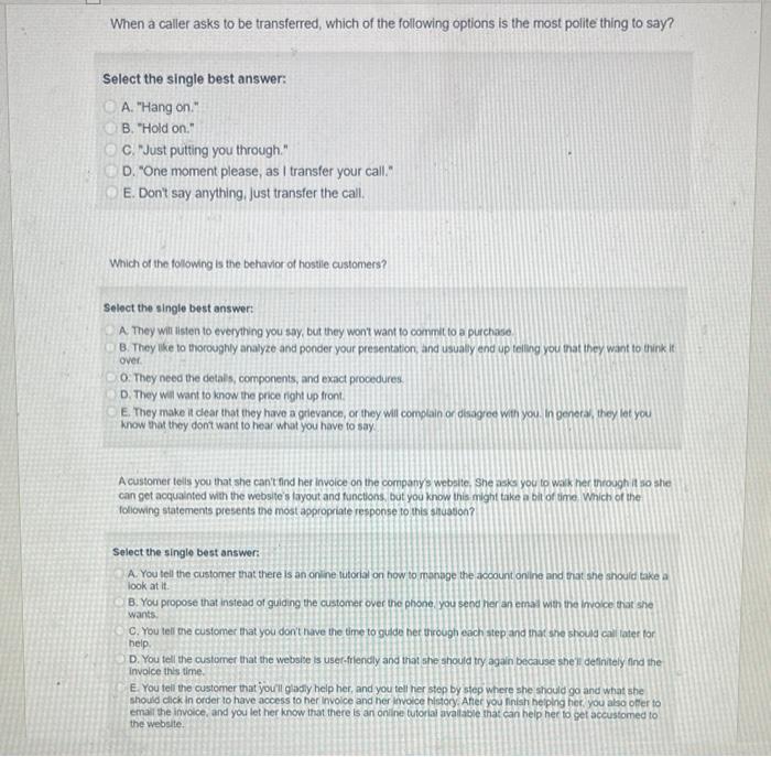 asap pls When a caller asks to be transferred,