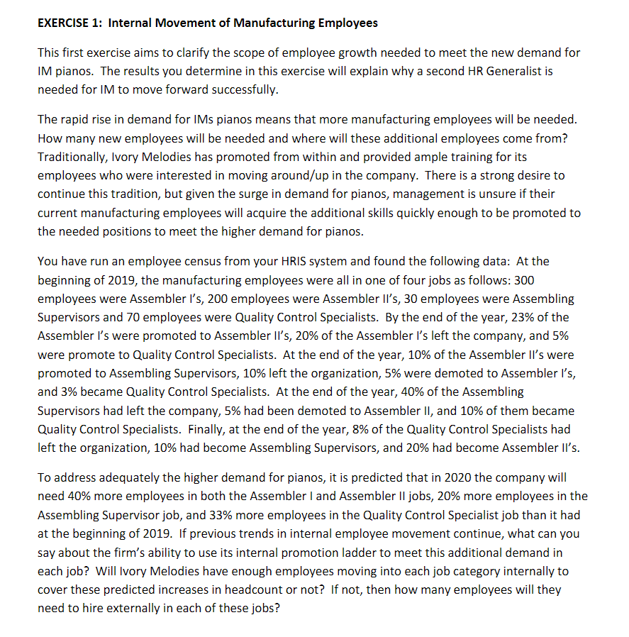 EXERCISE 1: Internal Movement of Manufacturing