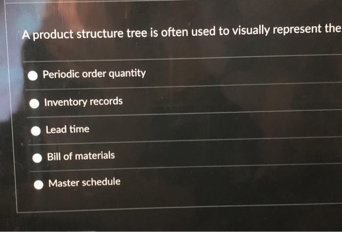 For the following product structure tree, how