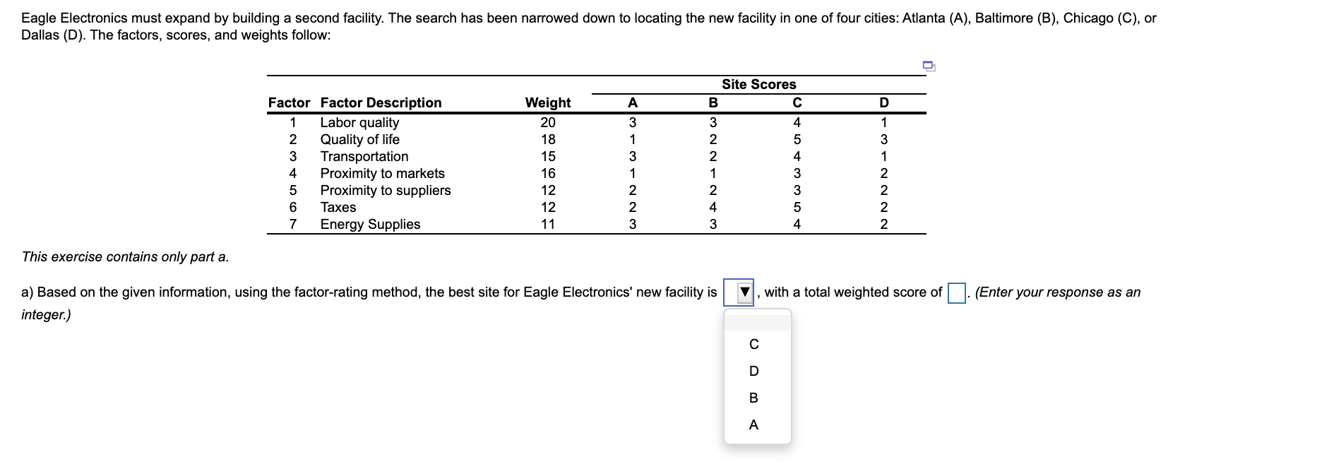 Eagle Electronics must expand by building a