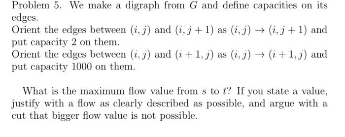 Problem 5. We make a digraph from G and define