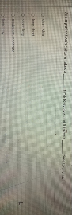 An organization's culture takes a time to evolve,