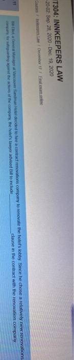 T304: INNKEEPERS LAW 20-02. Sep 28, 2020 - Dec