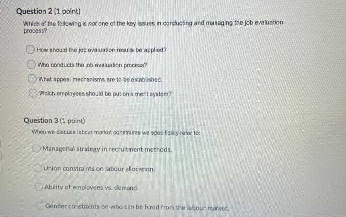 Question 2 (1 point) Which of the following is