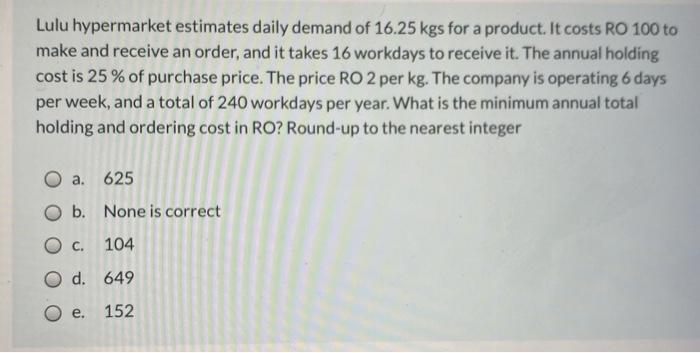 Lulu hypermarket estimates daily demand of 16.25