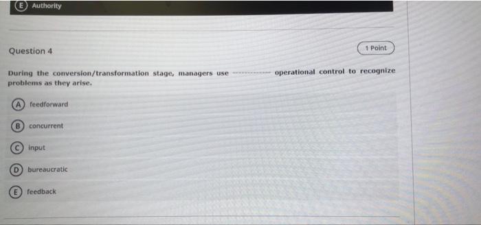 E Authority 1 Point Question 4 operational