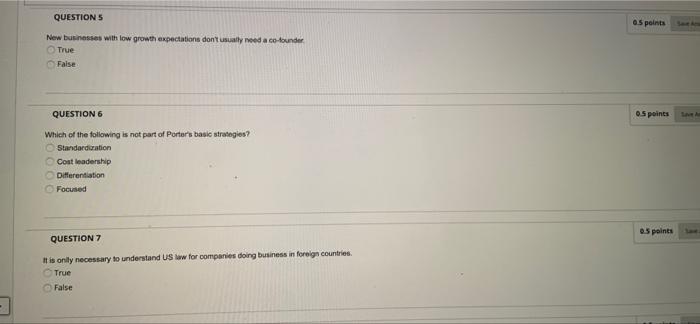 QUESTIONS 5 points New businesses with low growth