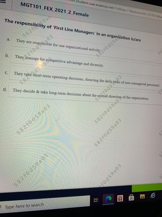 The responsibility of first line managers in an