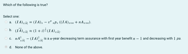 The option is not A because, the formula written