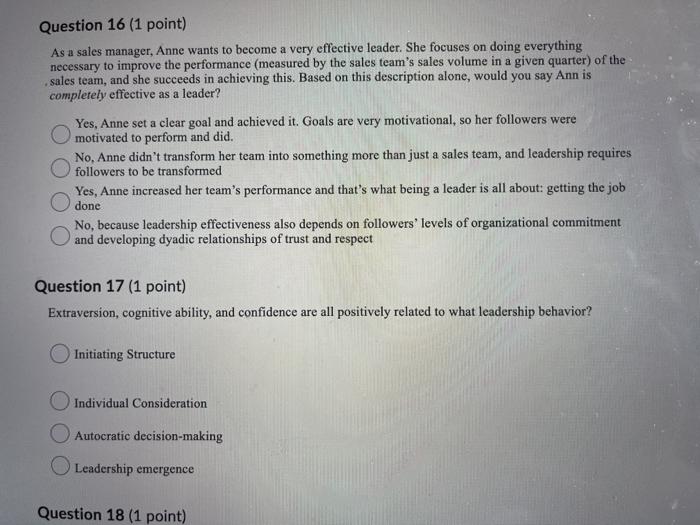 please answer all! Question 16 (1 point) As a