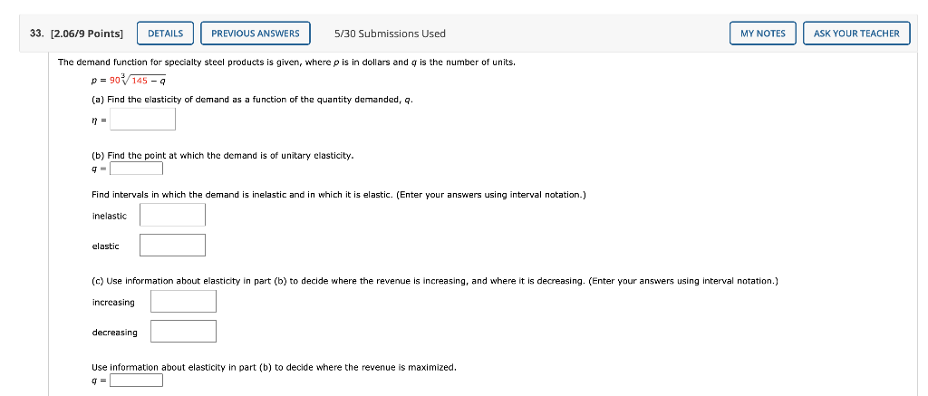 The demand function for specialty steel products