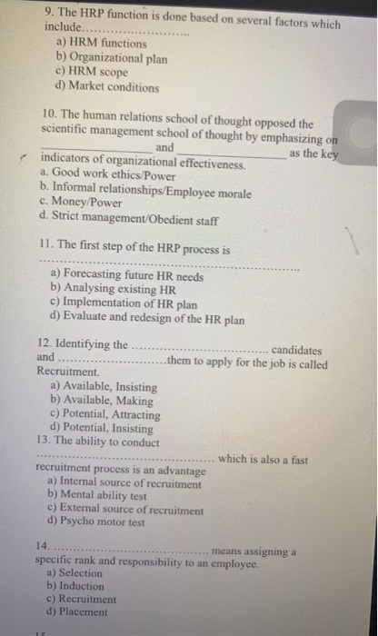 9. The HRP function is done based on several