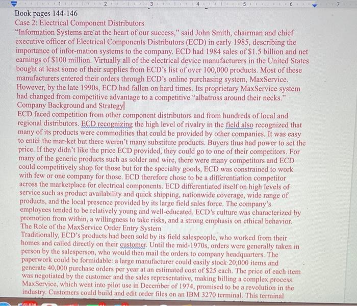 question 1. Why did ECD get such a competitive