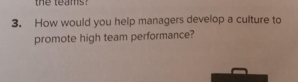 3. How would you help managers develop a culture