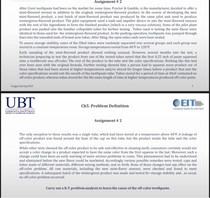 Assignment #2 After Crest toothpaste had been on