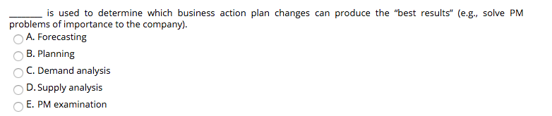 is used to determine which business action plan