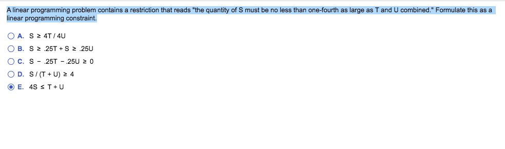A linear programming problem contains a