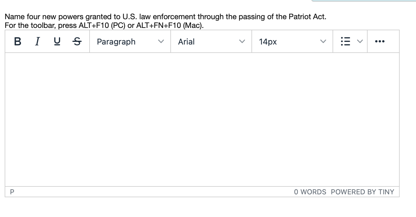 Name four new powers granted to U.S. law