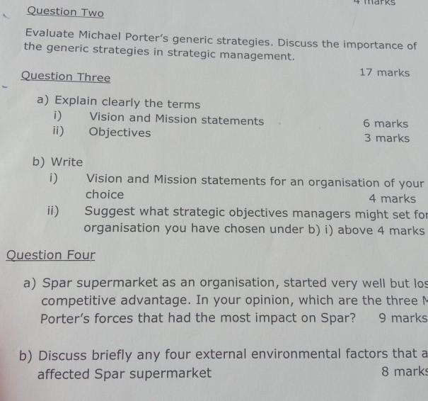 management Question Two Evaluate Michael Porter's