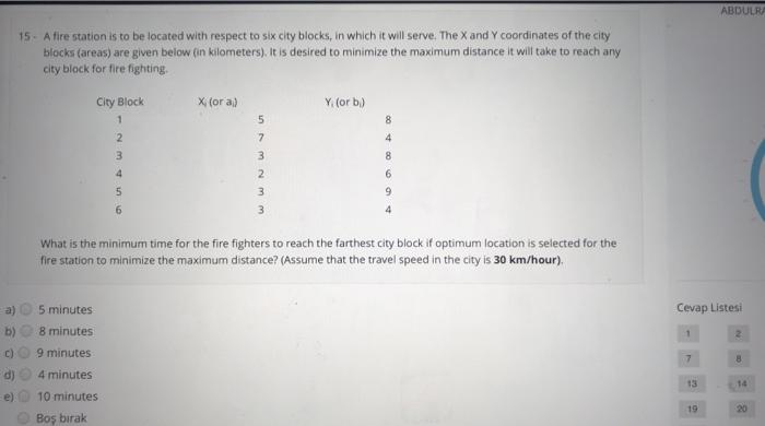 ABDULR 15 - A fire station is to be located with