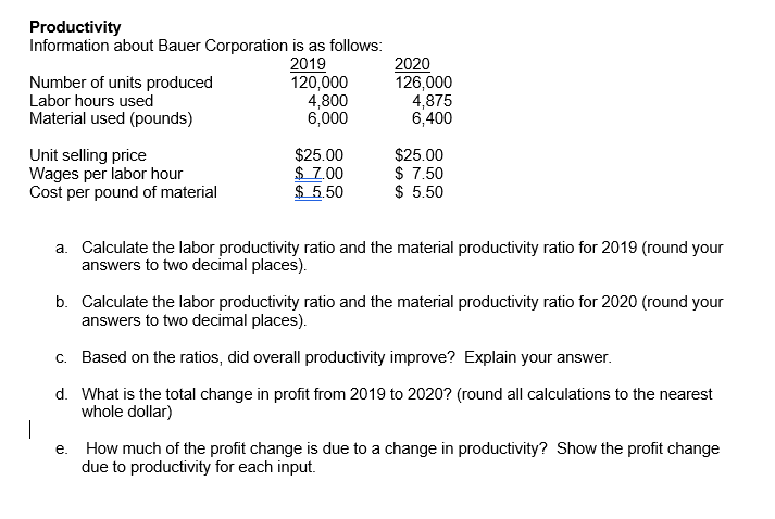 Productivity Information about Bauer Corporation