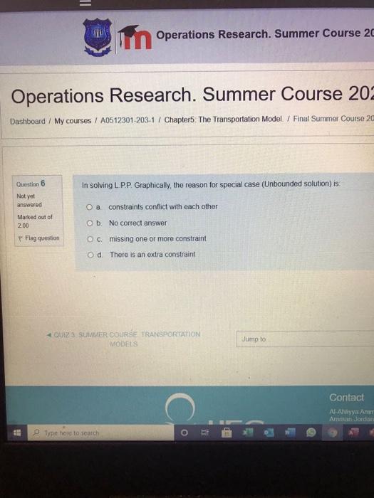 Operations Research. Summer Course 20 Operations