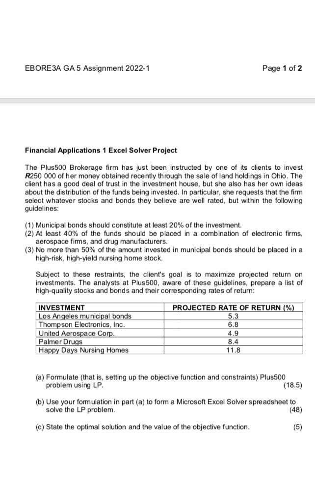 EBORE3A GA 5 Assignment 2022-1 Page 1 of 2