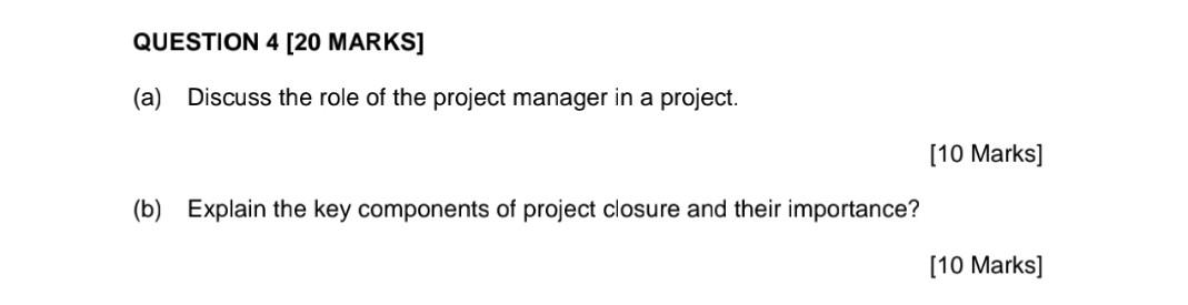 thank you QUESTION 4 [20 MARKS] (a) Discuss the