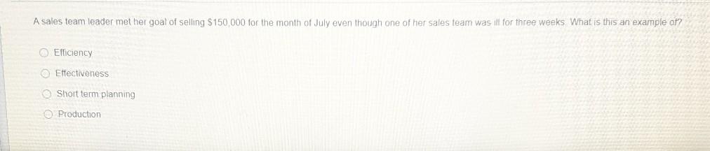 A sales team leader met her goal of selling