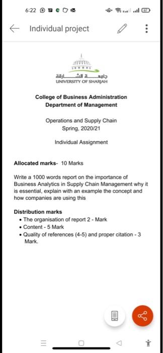 6:22 Individual project UNIVERSITY OF SHARJAH