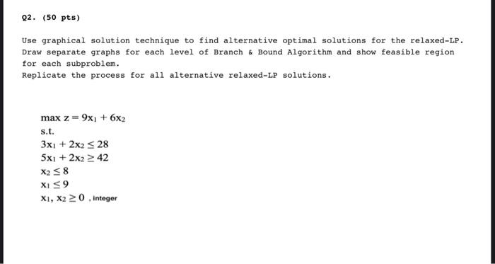 Q2. (50 pts) Use graphical solution technique to