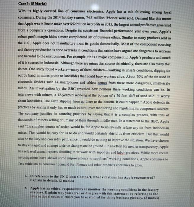 its ethical please answer asap ! Case 3: (5