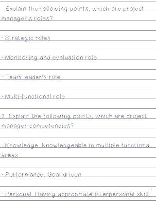 Explain the following points, which are project