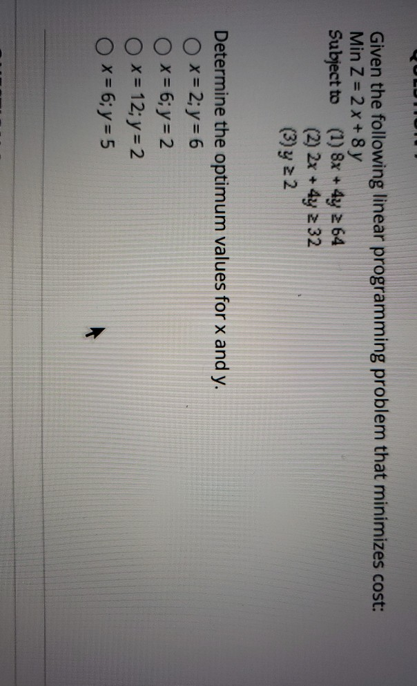 Given the following linear programming problem
