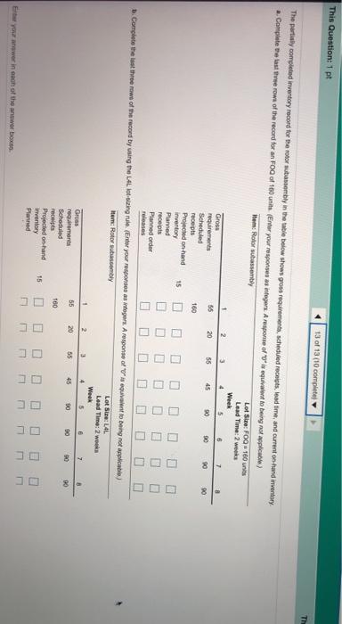 1 The partially completed inventory record for